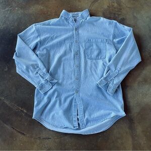 VTG 90s Faded Washed Denim Long Sleeve Button Up Shirt